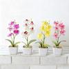 White Flower Pot Artificial Orchid Bonsai Multi-Bloom Plastic Fake Flower  Home Decor
