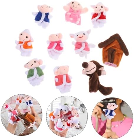Milisten Wolf and Lambs Finger Puppets Soft Durable Hand Puppets for Interactive Play At Home and School Gifts for Boys and Girls