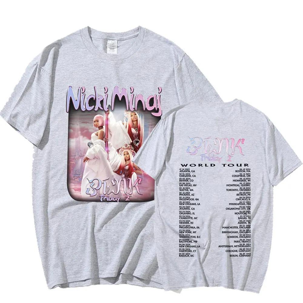 

Nicki Minaj Pink Friday 2 World Tour футболка унисекс женская мода хип-хоп с короткими рукавами большие футболки 100% хлопок уютные футболки 4XL