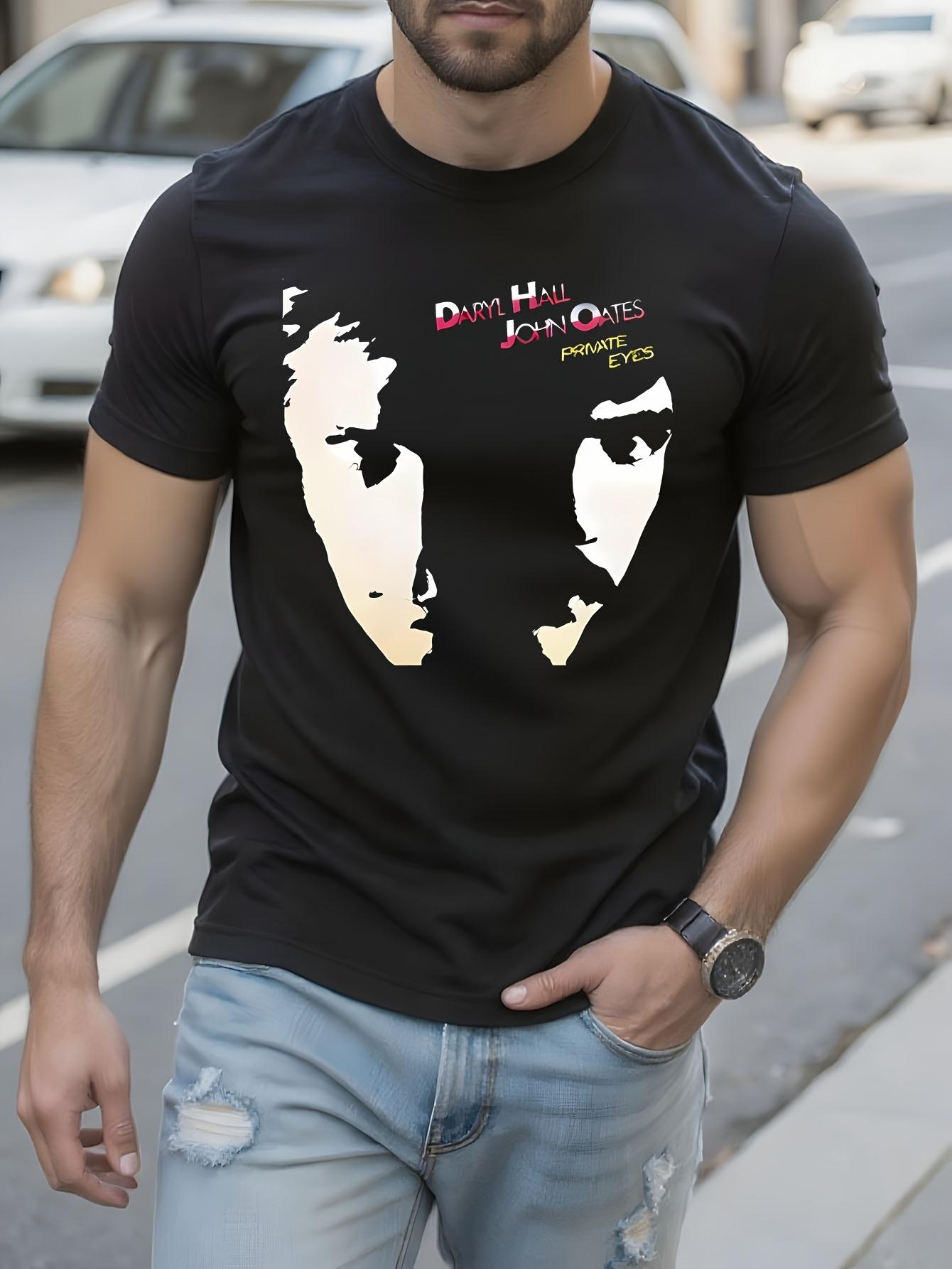 Hall and Oates Private Eyes Album Art Graphic Tshirt - Bl... M