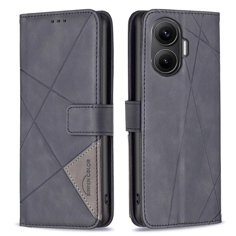 BINFEN COLOR Pro Xiaomi Poco F7 5G/Redmi Turbo 4 Pro 5G Pouzdro na telefon Peněženka Stojánek Geometricky potištěný Kožený kryt