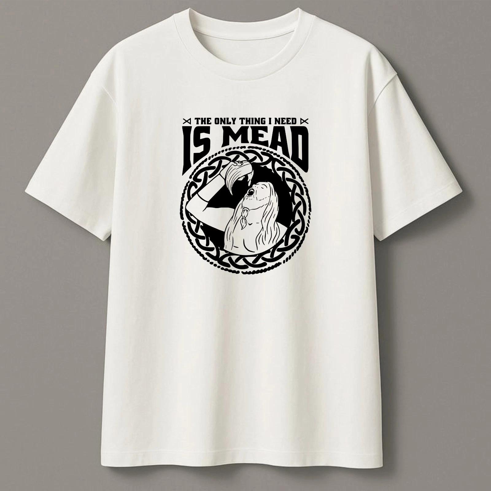 Viking Mead Drinking Horn Graphic T-Shirt, Funny Alcohol Beer Graphic Men s Tee M