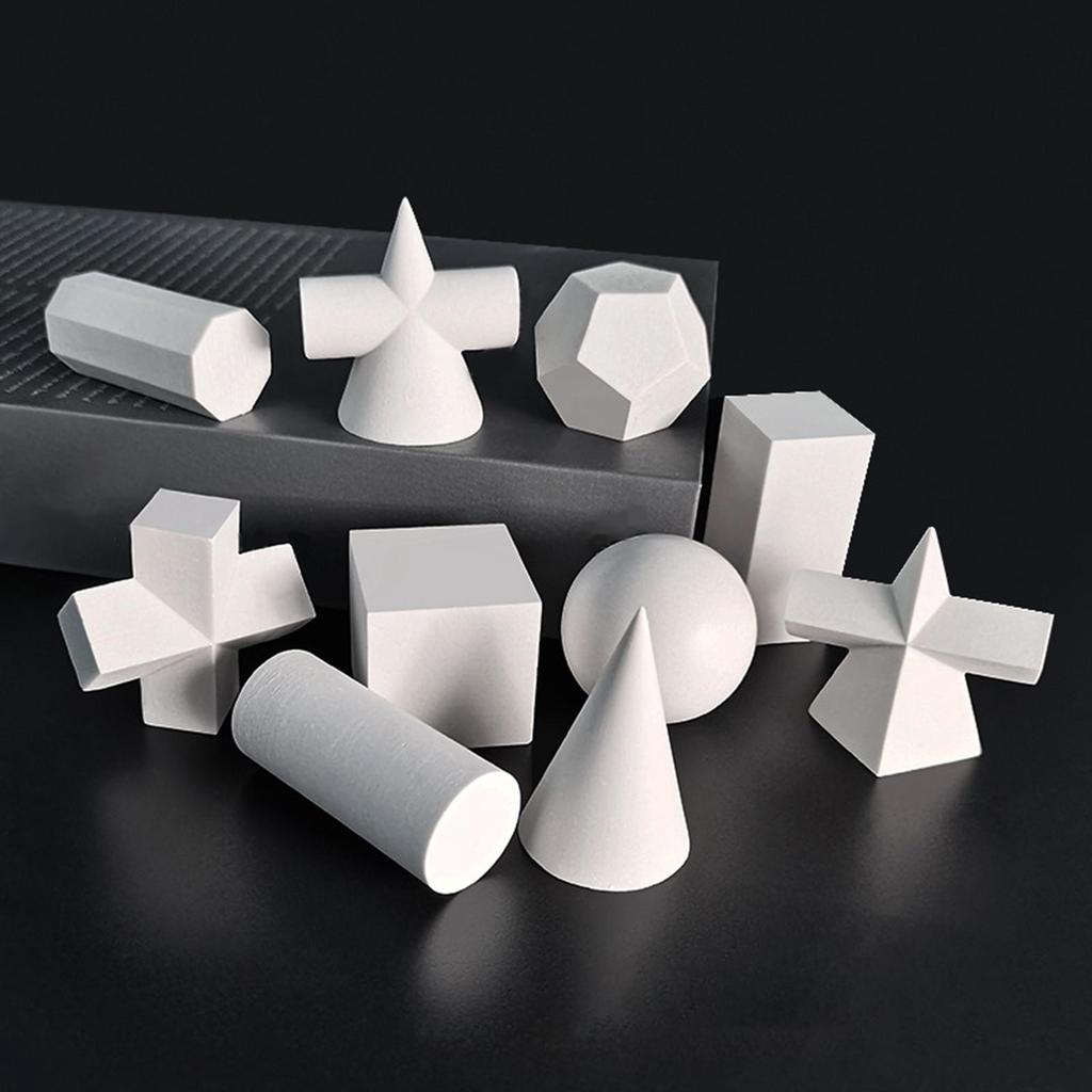 10 Pieces Mini Resin 3D Geometry Sketch Sculpture Figurines, for Ornaments Basic Learning Tools