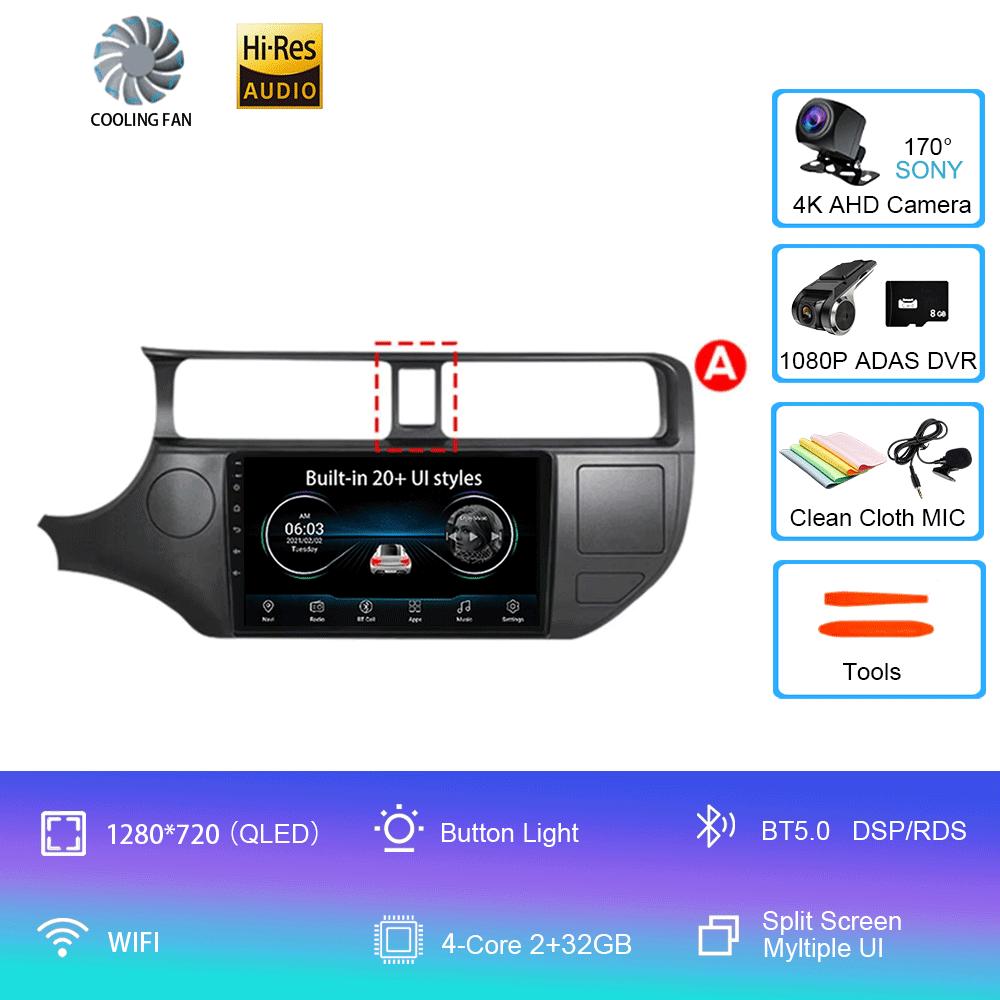 For Kia RIO 4 K3 2011-2017 2K QLED Android 14 Car Radio Multimedia Player 2 Din GPS Navigation stereo DVD Head Unit
