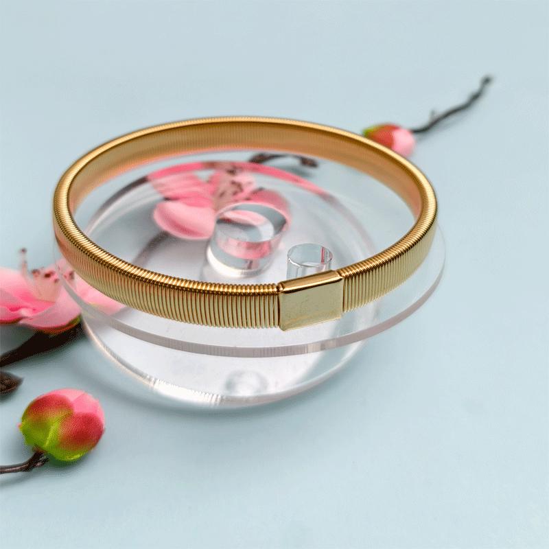 Unisex Adjustable Metal Spring Bangle Bracelet - Non-Slip Elastic Cuff Armlet