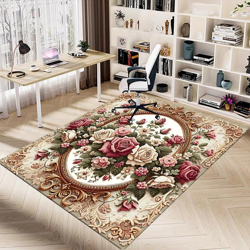 1 Stück Floral Ornament Nicht-Rutsch-Boden Teppich, geeignet für Büro, Schlafzimmer und Spielzimmer. Kann auch als Sofafußstützenbezug verwendet werden - T64
