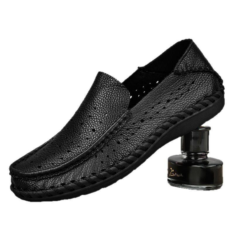 Wide Head Leather Shoes Men's Wide Soles and High Instep One Pedal 45 Father's 46 Summer 47 Fattened and Enlarged 48 Soft Leather