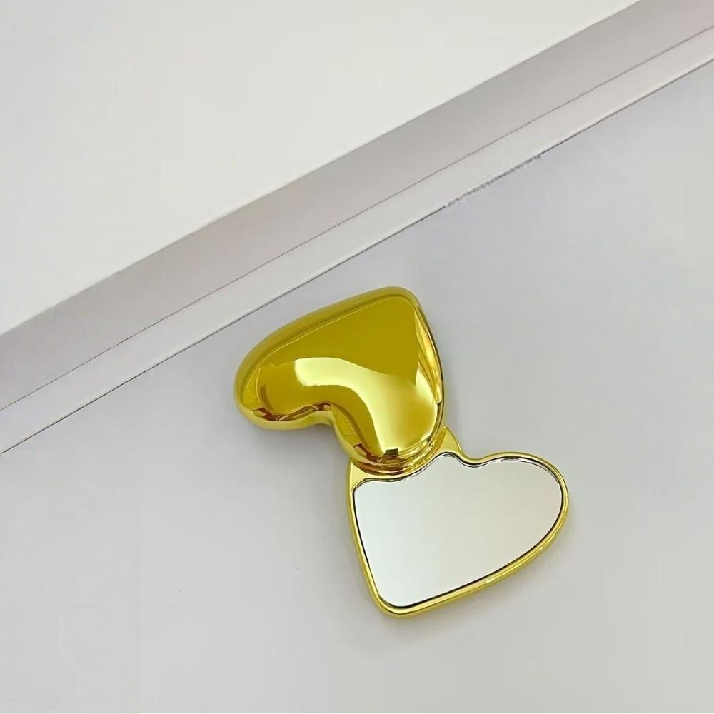 Zinc Zinc Alloy Heart Shape Makeup Mirror Mini Pocket Rotating Mirror Portable Mirror  Student Use