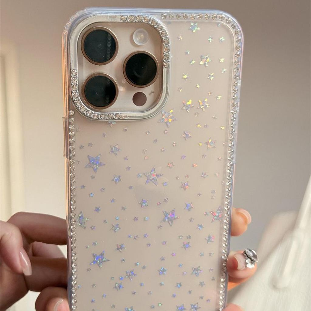 Laser Star Diamond Mobile Phone Case for Apple 17PRO High-end Simple Fashion Trendy Brand Inlaid Rhinestone Mobile Phone Case