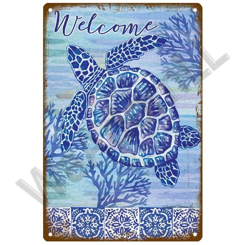 Beach Tin Sign Plaque Metal Summer Sign Metal Plate Wall Decor For Beach Bar House Surf Club Decorative Iron Painting Poster