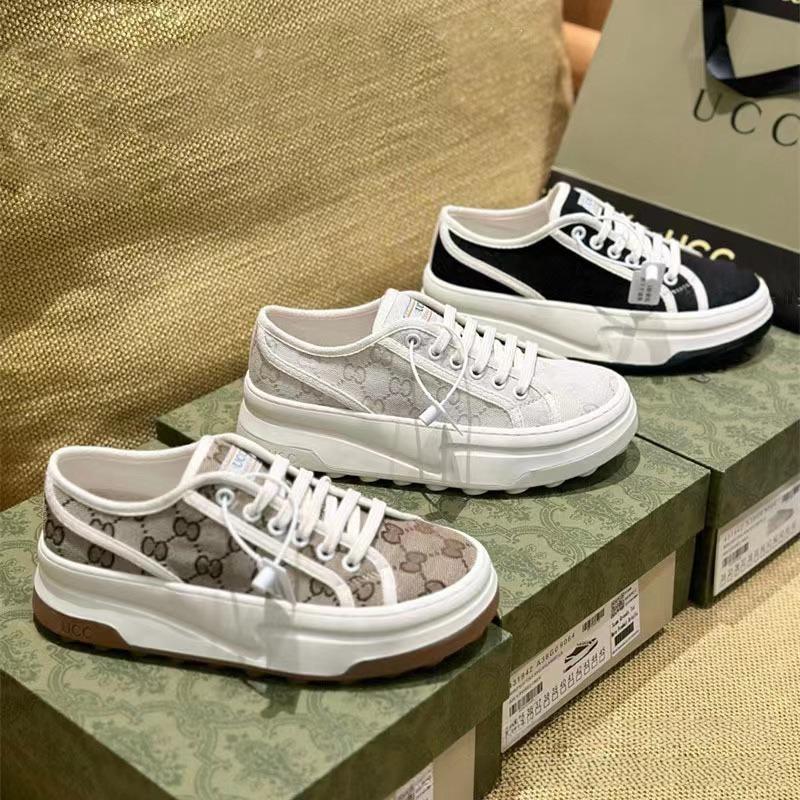 7 Platform Canvas Shoes Couple 2 New Retro Embroidered Casual Shoes Old Flower Letter Printing Thick Baseplate Shoes