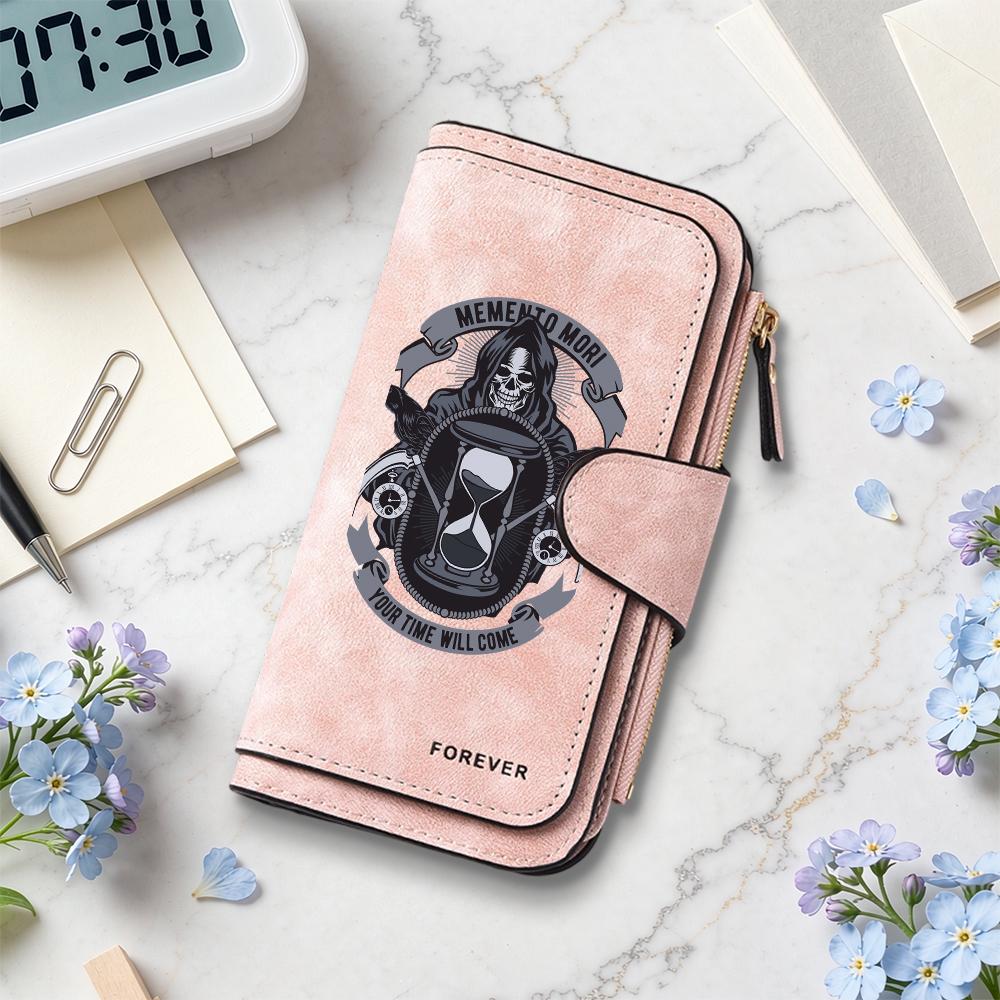 Gothic Grim Reaper Pattern Long Wallet Casual Multi Card Slot Leather Purse for Daily Use