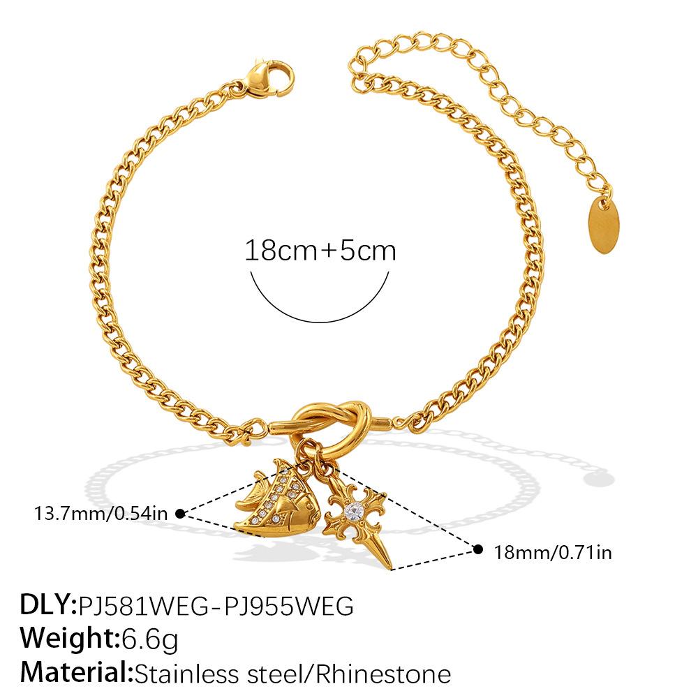 Diy Oil Drop Pendant Bracelet Women'S Stainless Steel Gold-Plated Simple Fashion Trend Jewelry