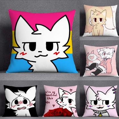 Anime Boykisser Silly Cat Cartoon Pillow Case Square DoubleSided Printing Sofa Cushion Cover Pillowcase Bedroom Bedside