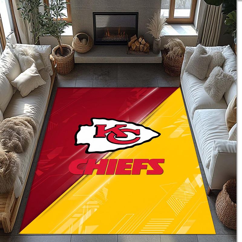 Tappeto in Velluto di Cristallo Kansas City Chiefs Morbido Anti?Tappetino Antiscivolo Comodo per Casa Soggiorno Camera da Letto Tappeto Decorativo