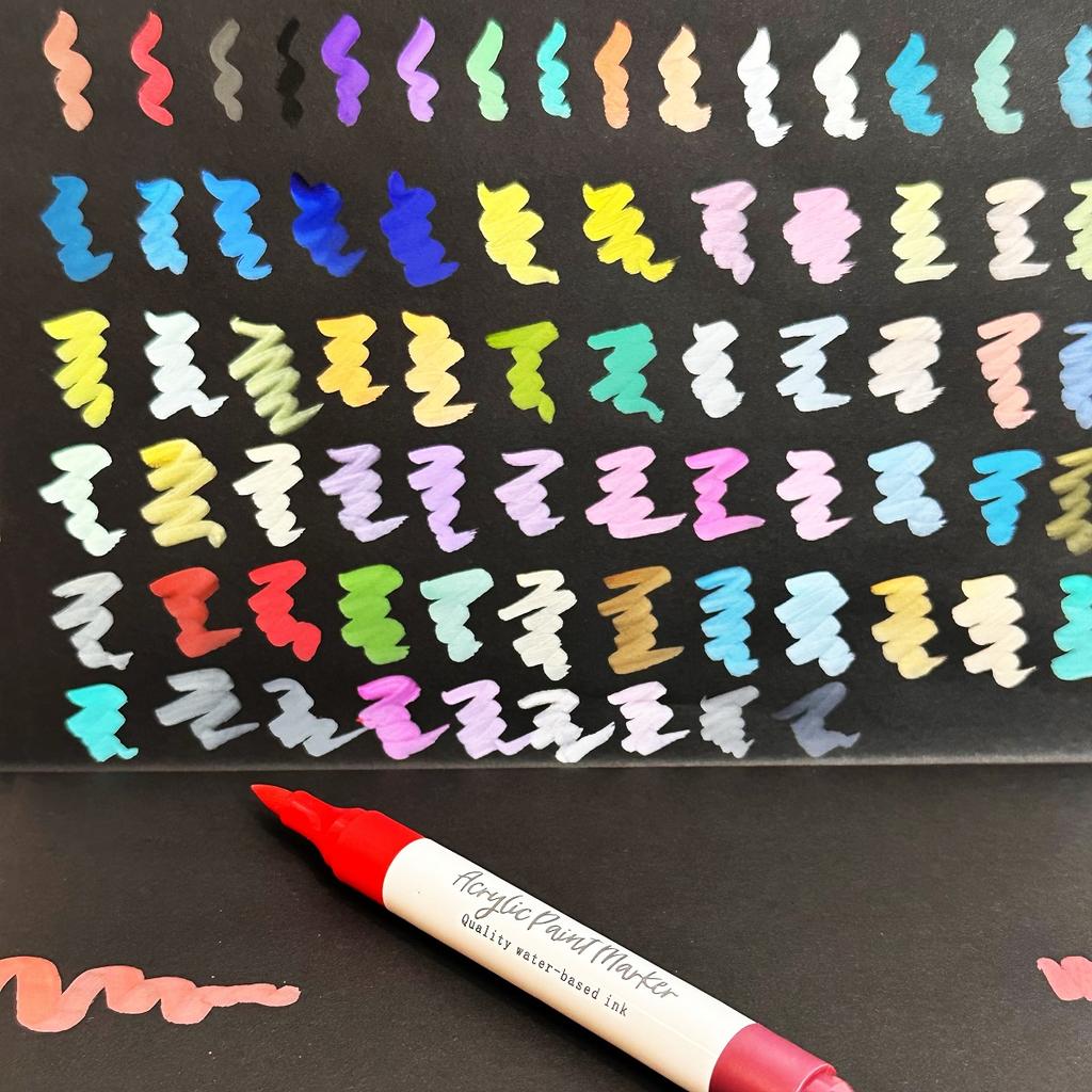Two Tone Acrylic Pigment Marker Pen, 36 Pens - Brush Tip, Water-based Ink, Marker Pen - Very Suitable for Calligraphy, Illustrat