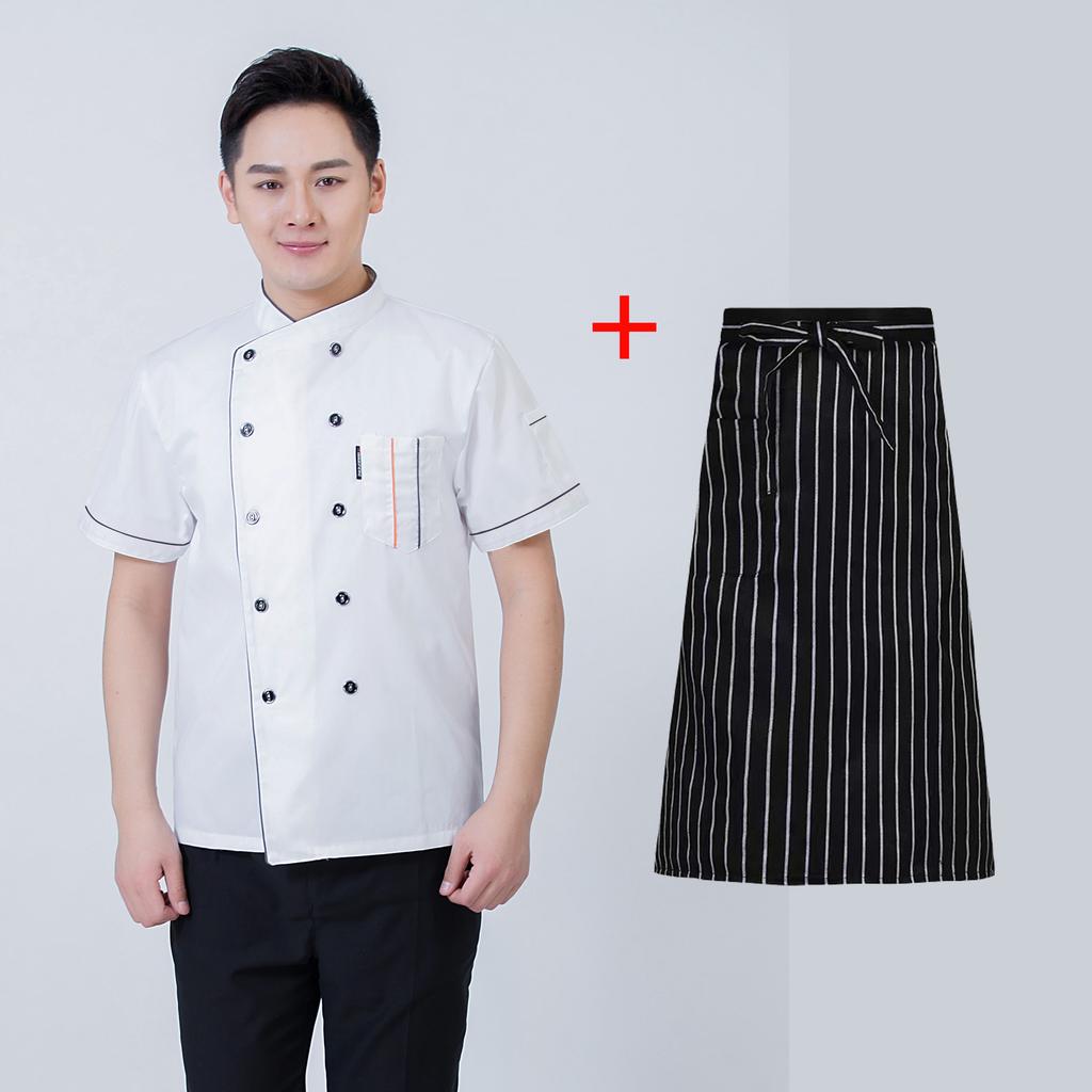 Men's And Women's Chef Uniforms Food Service Head Chef Attire Restaurant Bakery Cooking Coffee Workwear Jackets Uniform Aprons