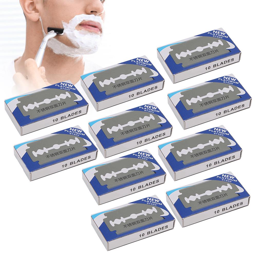 100 Blades Stainless Steel Razor Blade Double Edge Safety Beard Shaving Tool for Men