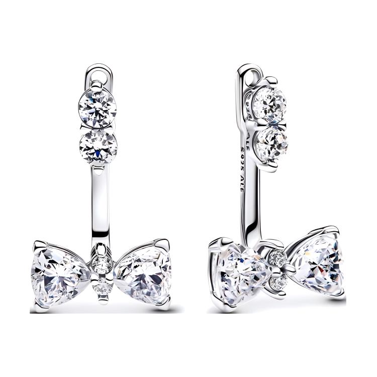 Pandora Starlight Bow Design 925 Silver Earrings Women earrings 293543C01 Shopping Bag