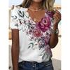 DICFY Women's Fashion Casual Summer Spring V-Neck Short Sleeve Blouses & Shirts