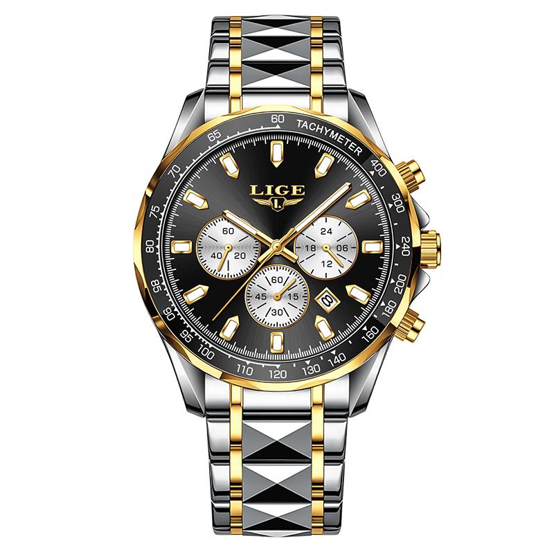LIGE Top Luxury Man Watch New Waterproof Luminous Calendar Watch Men Quartz Wristwatch Chronograph Watches for Men Reloj