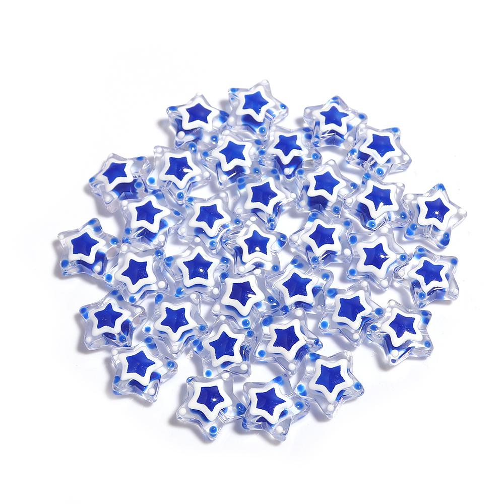 5Pcs Five-pointed Star Glass Beads Dopamine Style Beads Color Hand Painted Spacer Bead DIY Bracelet Jewelry Making Accessories