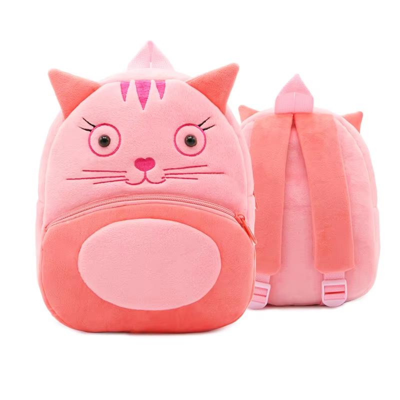 Cute 3D Cartoon Animal Plush Toddler Backpack, Soft Kids Kindergarten Schoolbag Travel Gift Bag for Boys & Girls
