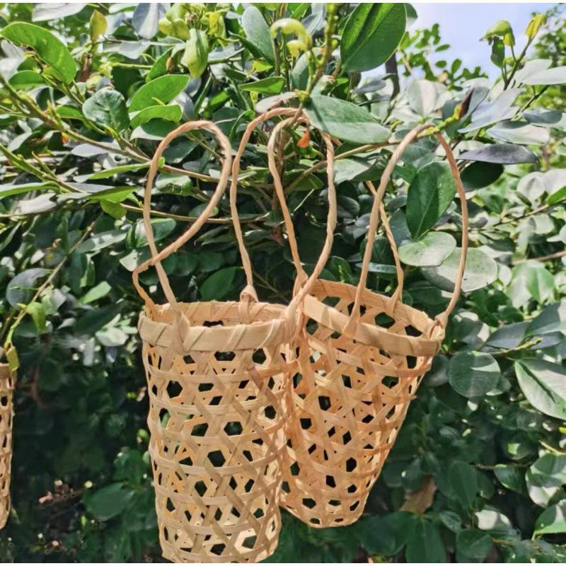 Bamboo Woven Drink Set: Milk Tea Cups, Ice Cream Cups & Basket