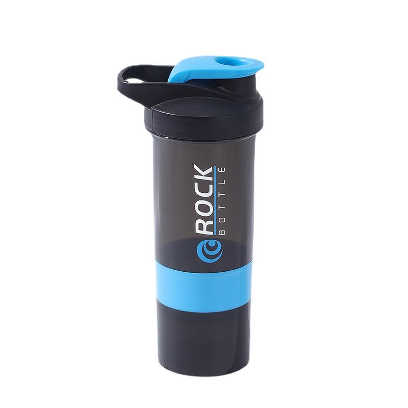 Three-Layer Fitness Shaker Bottle with Food Grade Pill and Powder Compartments