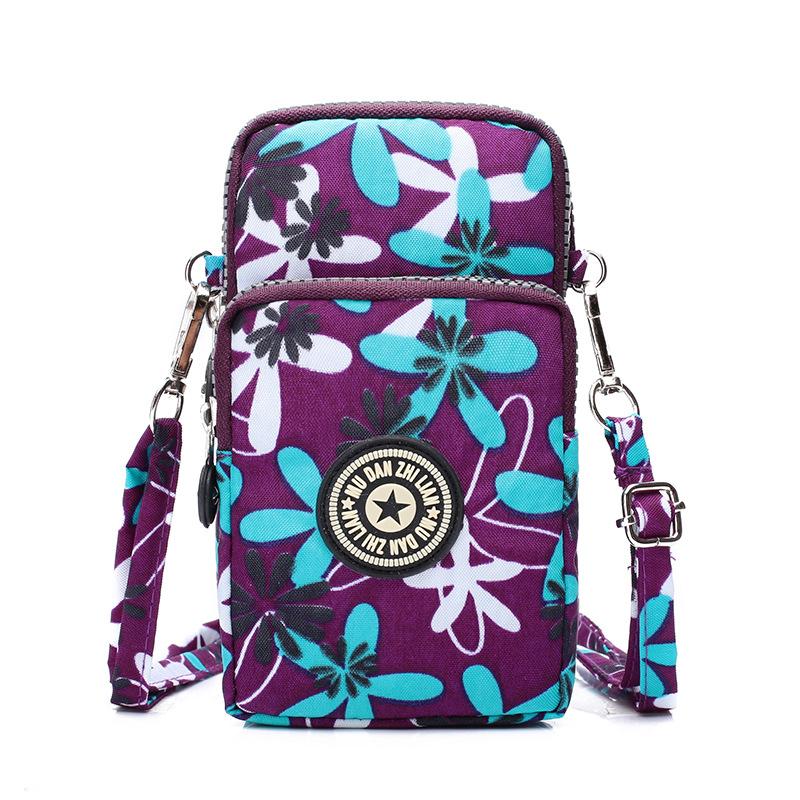 Women Portable Mobile Phone Mini Bags Nylon Waterproof Crossbody Bag Retro Fashion Purse Lady Wallet Clutch Trendy Wrist Arm Bag