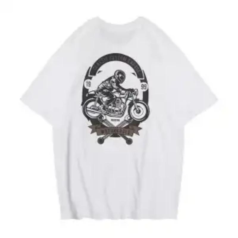 Men Crew Neck Vintage Motorcycle Graphic Short Sleeve Casual Cotton T-shirt