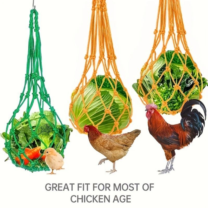 Chicken Feeder Poultry Bird Chicken Drinker Cup Poultry Hanging Feeding Net Bag Chicken String Bag Vegetable Fruits Feed