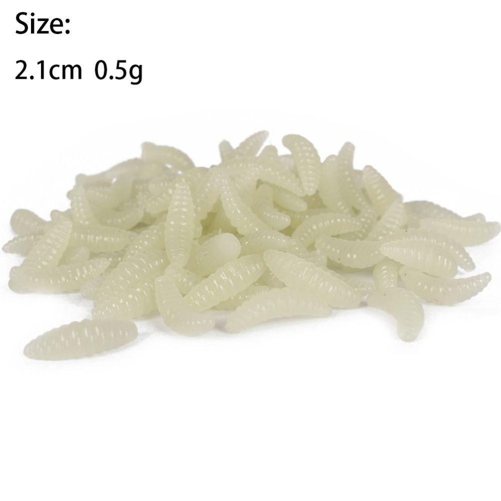 50PCS 2.1cm 0.5g Soft Fishing Lures Artificial Design Soft Texture Breadworm Lure Silicone Material Maggot Lure