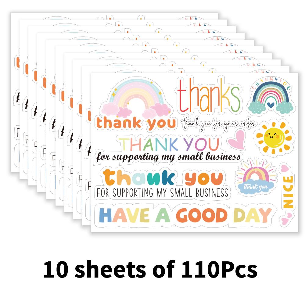 10Sheet Rainbow Thank You Stickers Gift Decor Labels Thank You For Supporting My Small Business Stickers For Stationery Stickers