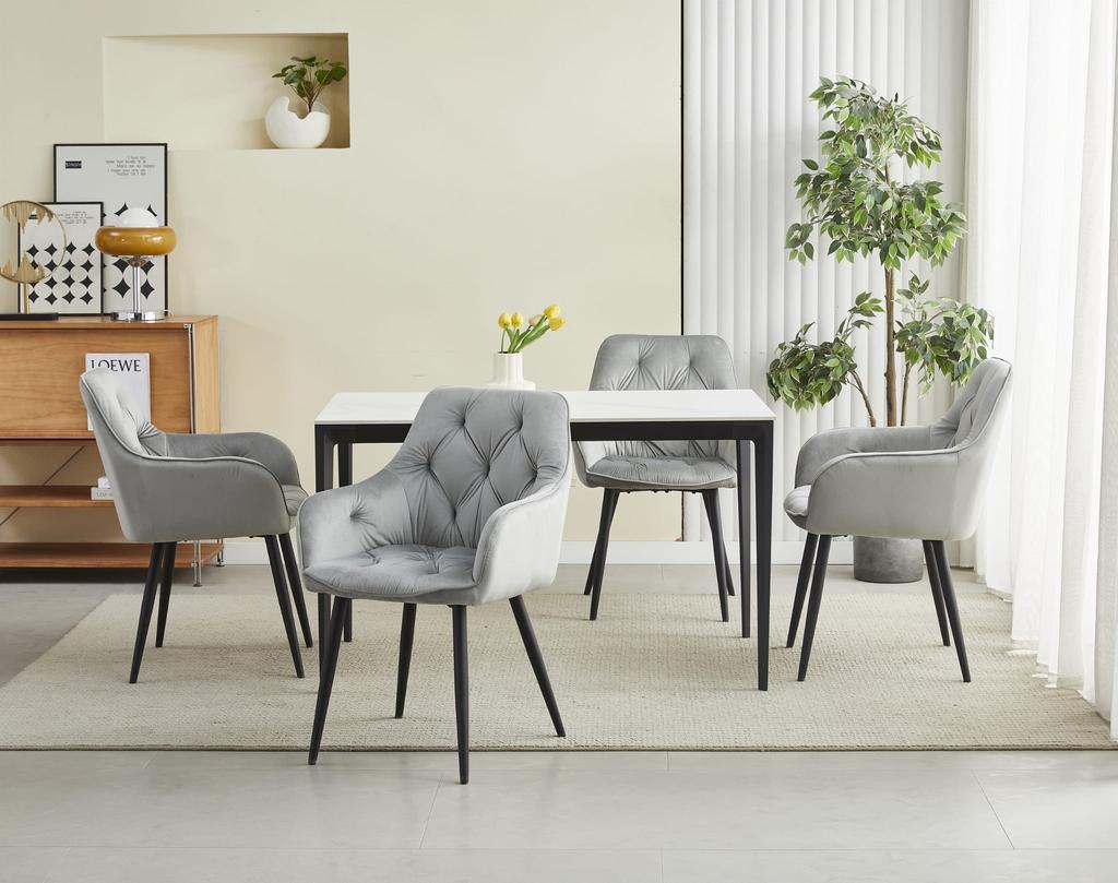 JORK Chair - Silver-gray Velvet / Black Legs X 1