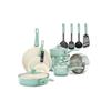 Greenlife 14-Piece Nonstick Ceramic Cookware Set with Soft Grip 16-Piece Blue