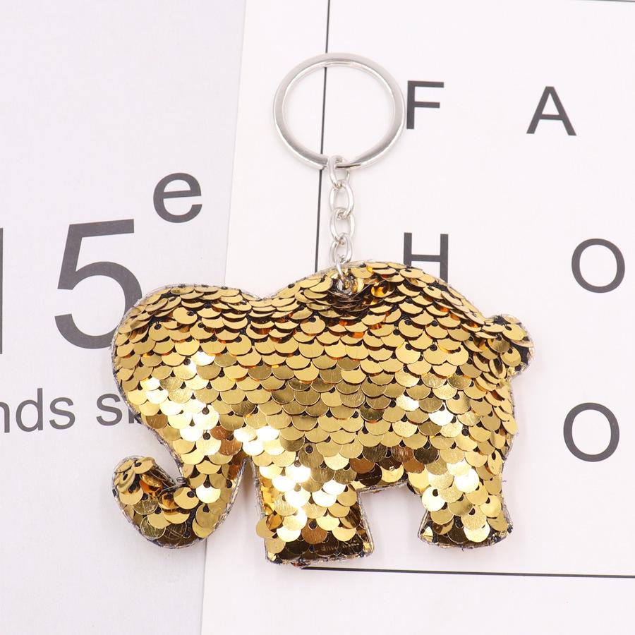 Reflective Double-Sided Sequin Poop Keychain for Bags & Cars Sequin Keychain (Silver Single Loop)