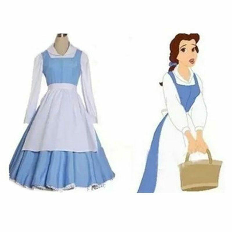 Elegant Beauty And The Beast Belle Blue Maid Dress With Exquisite Workmanship For Halloween
