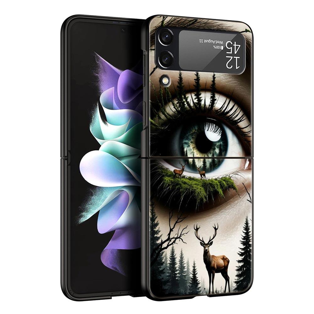 Fashion Eyelashes Eyes Hard PC Phone Case For Samsung Galaxy Z Flip 7 6 5 4 Black Cover For Galaxy Z Flip3 Foldable Fundas Shell
