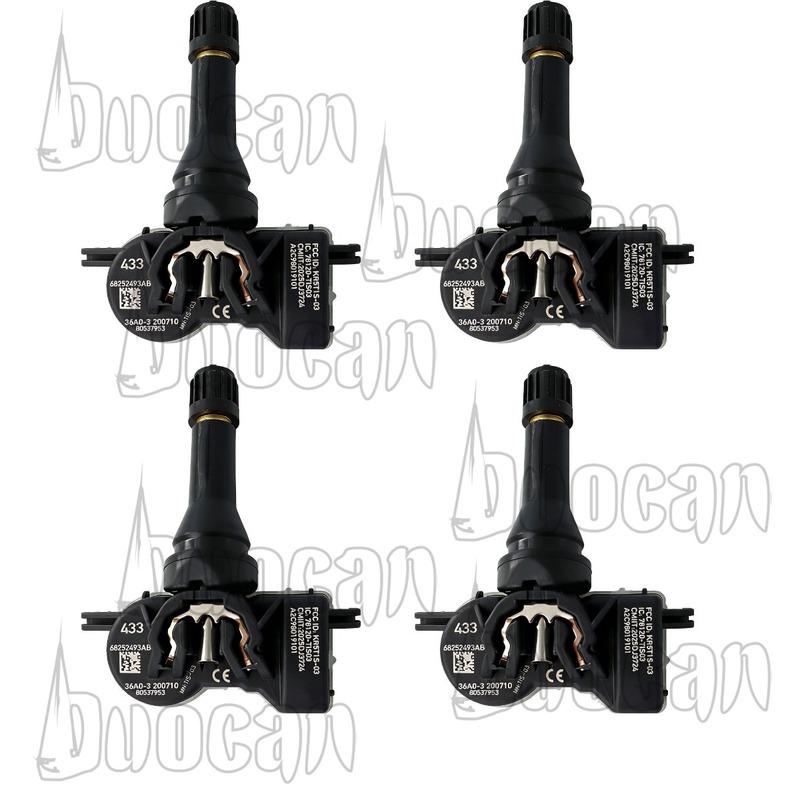 4 PCS Tire Pressure Monitor Sensor 68252493AB 68105280AF 433MHz For Chrysler Pacifica 2017- Jeep Renegade 2015-