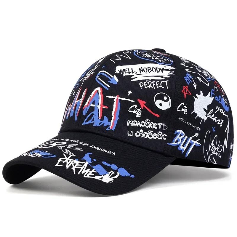

Unisex What Graffiti Printing Baseball Caps Spring Autumn Outdoor Sunscreen Hat Adjustable Casual Trucker Hats