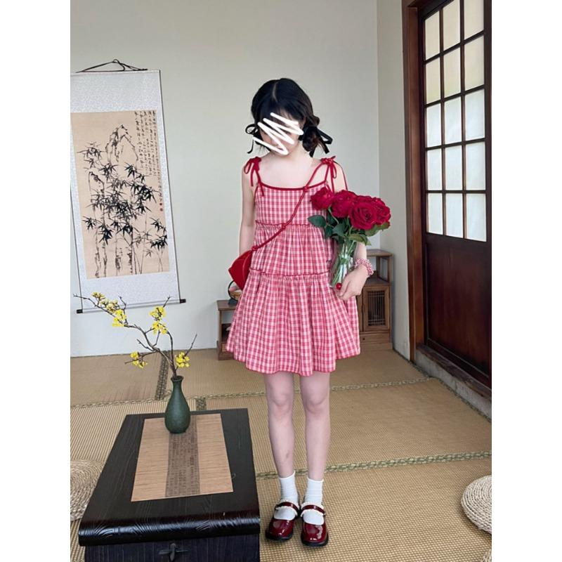Japanese Kawaii Lolita Dress Women Sweet Red Plaid Party Mini Dress Female Korean Fashion Loose Y2k Princess Dress New In Autumn