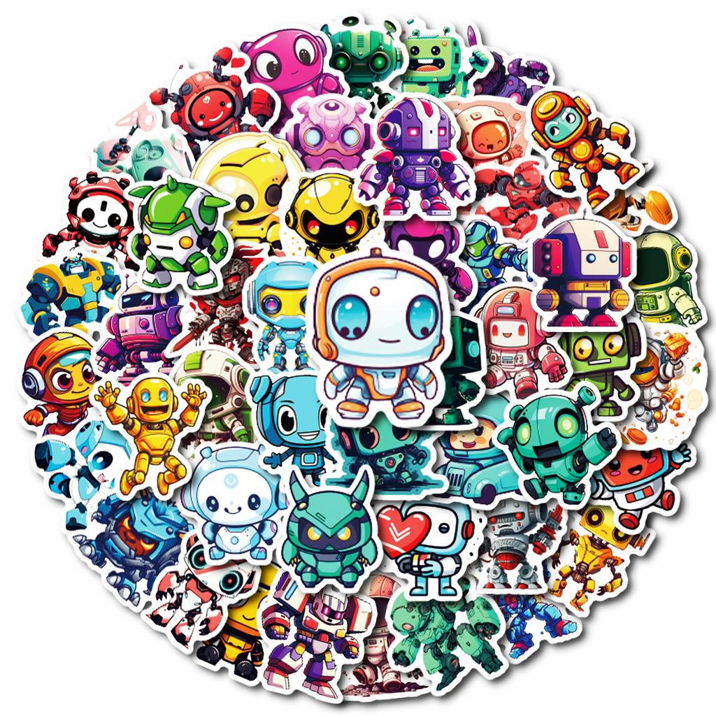 50 Creative Cartoon Charging Robot Stickers Children'S Cute Waterproof Stickers