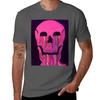 Pink Neon Melting Skull TShirt Durable Work Wear TShirt