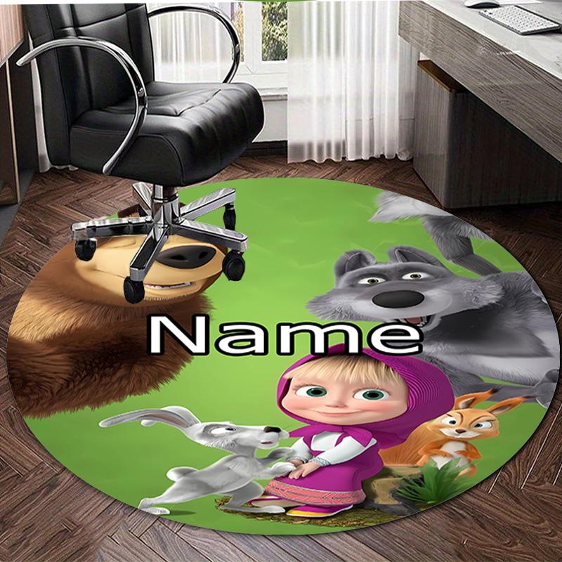 Personalized M-Masha and the Bear Round Chair Office Rug - Perfect for Mat, Office Chair & More - Ideal Gift for Birthdays and Holidays