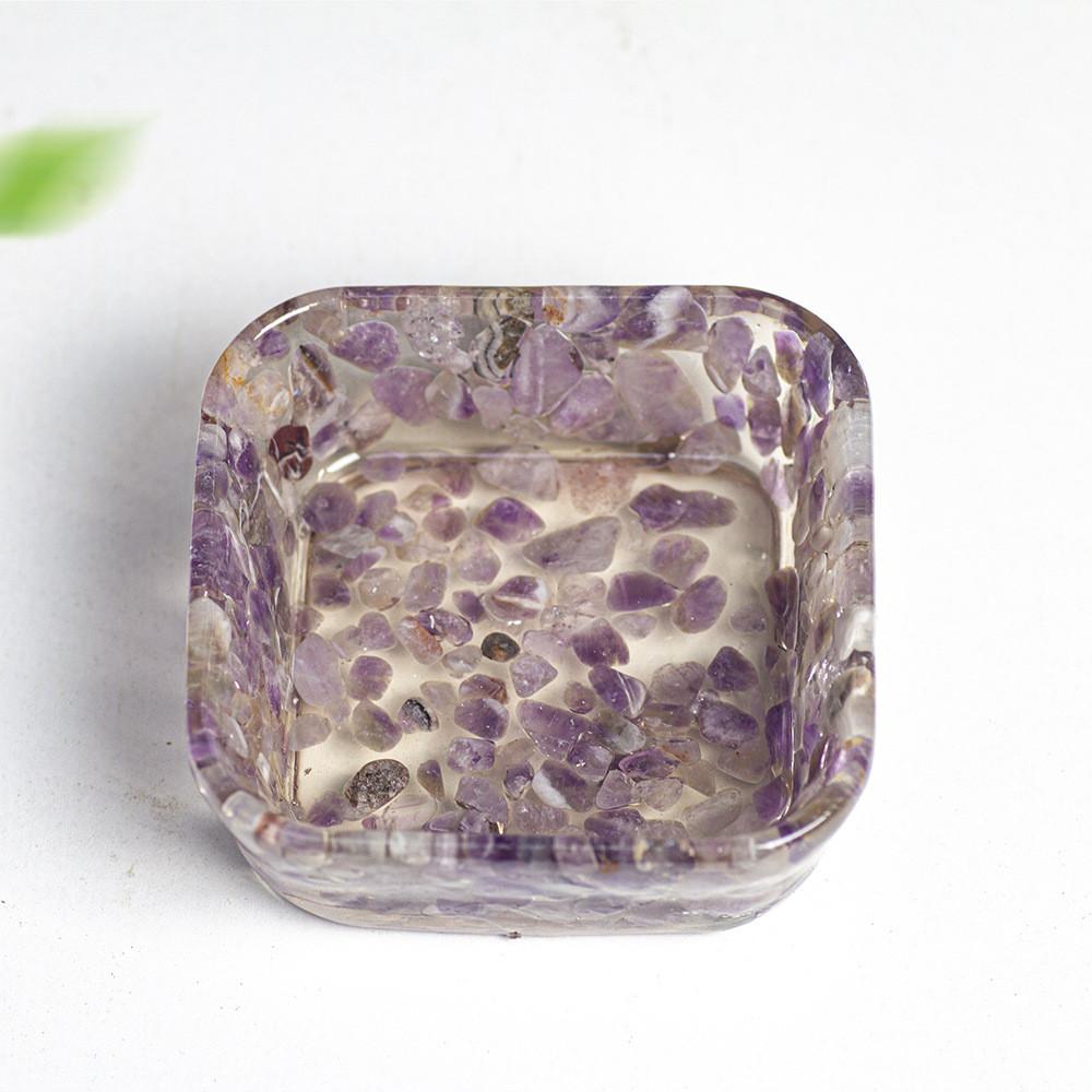 Resin Geometric Dismagnetization Bowl With Natural Crystal Fill For Modern Living Room Decor