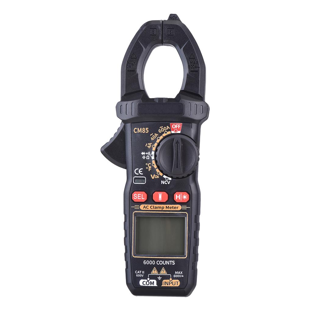 600A AC Clamp Meter, Digital Multimeter with NCV, 6000 Counts, Measures Voltage, Current, Capacitance, Temperature,