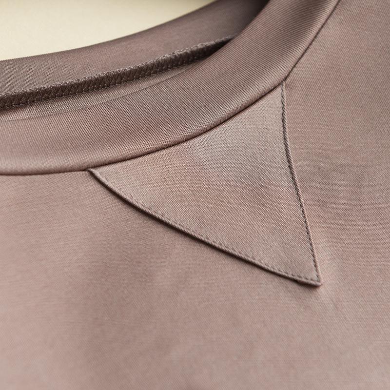 New Women's Silk Long-Sleeve Round Neck T-Shirt - Loose Fit Korean Style for Autumn