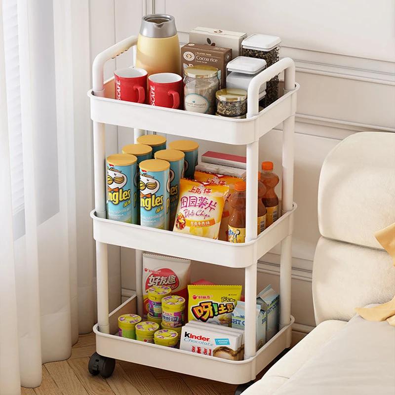 Mehrschichtiges kleines Haushaltsregal, Lagerregal von Boden zu Boden, Lagerregal für Küche, Schlafzimmer, Badezimmer, Lagerregal mit Rädern
