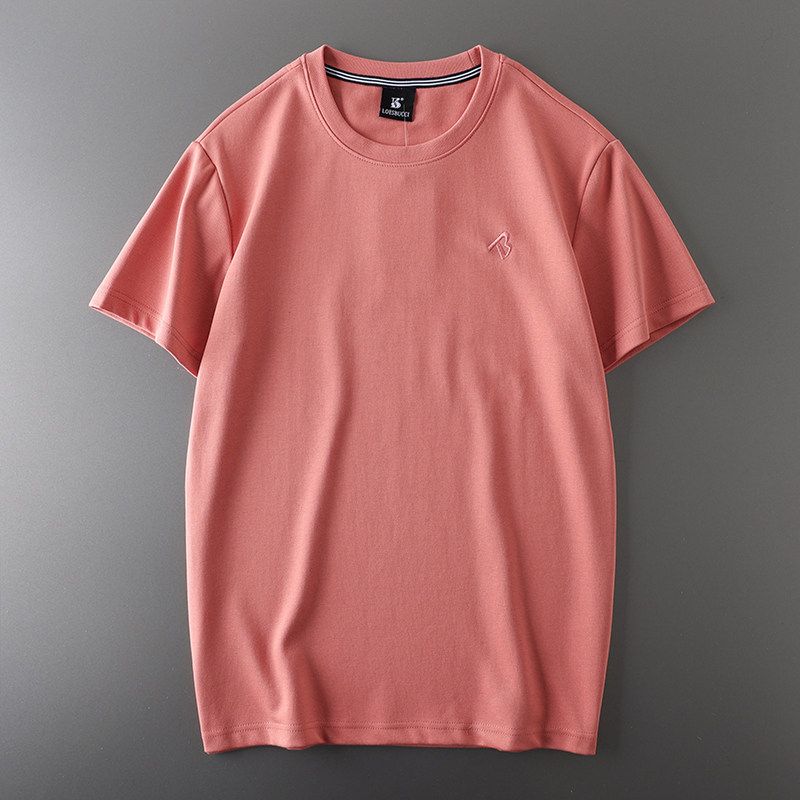 Export Tail Order Cutting Label Men Fashion Fashion Brand T-shirt Pure Cotton Heavy Weight Short Sleeve Export Original Order Menswear T-shirt Tops Watermelon Red L